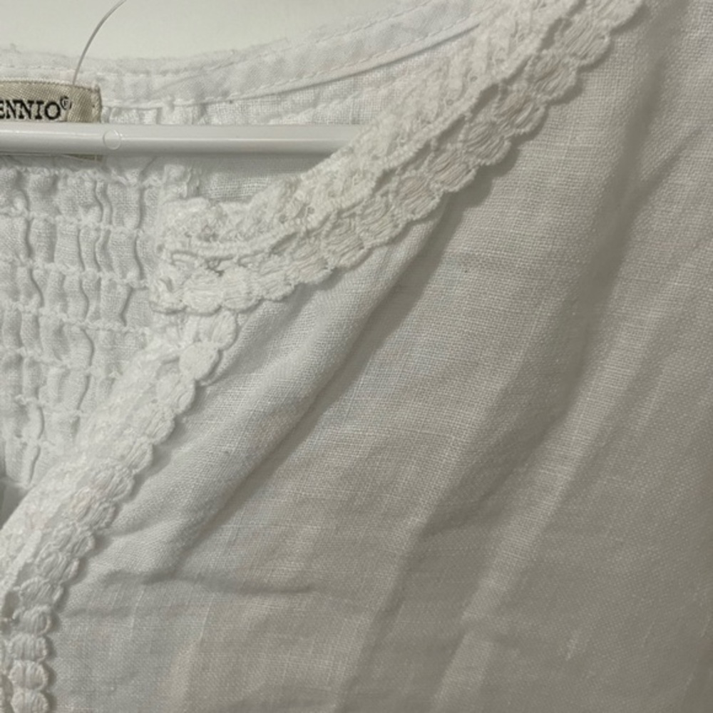 Terzo Millennio white linen‎ tunic blouse made in Italy NWT - Picture 3 of 6